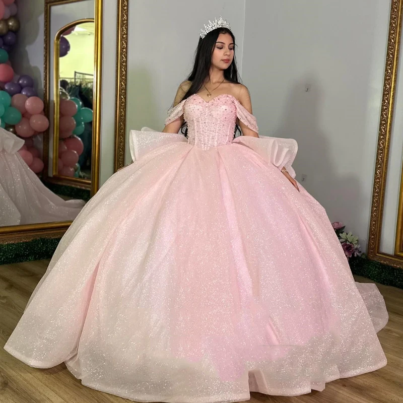 Розовое блестящее милое платье Quinceanera с открытыми плечами, бусинами, кристаллами, на шнуровке, милое платье 16, 15, Xv лет
Розовое блестящее милое платье Quinceanera с открытыми плечами, бусинами, кристаллами, на шнуровке, милое платье 16, 15, Xv лет