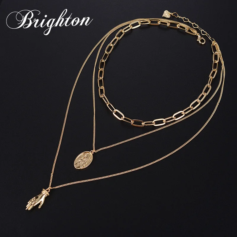Brighton Multi Layer Metal Necklace For Women Punk Hand Portrait Pendants Link O Chain Party Gift collares de moda 2021
Brighton Multi Layer Metal Necklace For Women Punk Hand Portrait Pendants Link O Chain Party Gift collares de moda 2021