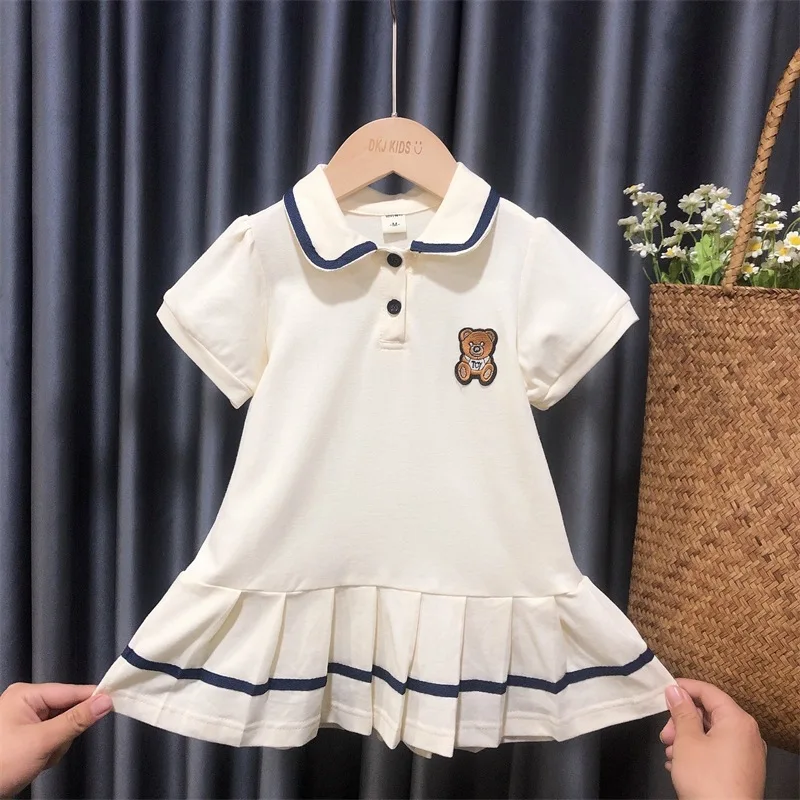 Summer Kids Clothes for Girls Dress Preppy Style Cartoon Bear Pleated Dress Baby Girls Cute Polo Dress Princess Dresses
Summer Kids Clothes for Girls Dress Preppy Style Cartoon Bear Pleated Dress Baby Girls Cute Polo Dress Princess Dresses