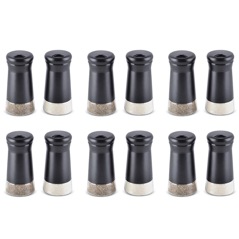 

Pepper Shakers With Adjustable Pour Holes Elegant Stainless Steel Salt And Pepper Dispenser Perfect For Sea Salts 12Pcs