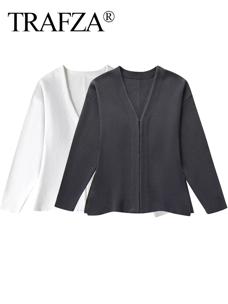 TRAFZA Women New Spring Fashion Sweater Grey White V-Neck Long Sleeves Single Breasted Knitted Tops Female Casual Slim Cardigans
TRAFZA Women New Spring Fashion Sweater Grey White V-Neck Long Sleeves Single Breasted Knitted Tops Female Casual Slim Cardigans