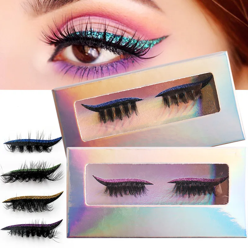 

Comes with Eye Shadow Eyelash Set Full Natural Thick Curling False Eyelashes Stickers Can Be Reused Shiny Party Cosplay Eyeliner