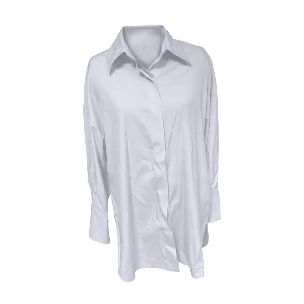 Female Shirt Elegant Lapel Long Sleeve Shirt for Women Solid Color Mid-length Workwear Side Split Spring Summer Blouse Versatile
Female Shirt Elegant Lapel Long Sleeve Shirt for Women Solid Color Mid-length Workwear Side Split Spring Summer Blouse Versatile