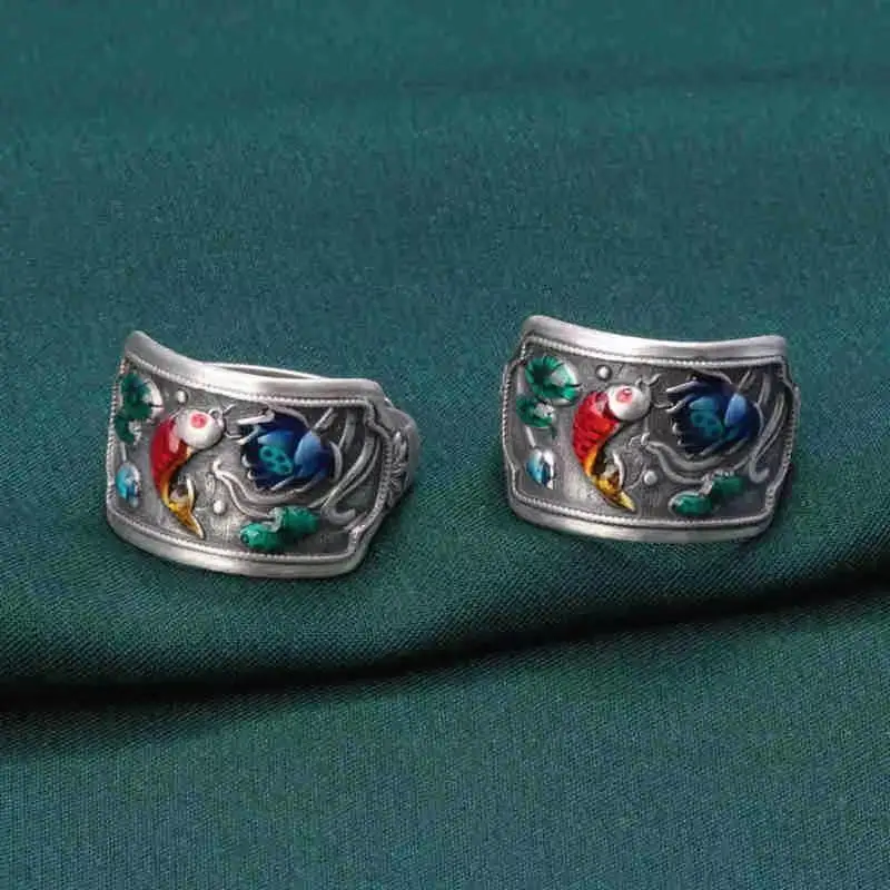 Ring Female Drip Gel Annual Fish Ring Vintage Wide Face Lotus Flower Koi Fish Ring
Ring Female Drip Gel Annual Fish Ring Vintage Wide Face Lotus Flower Koi Fish Ring