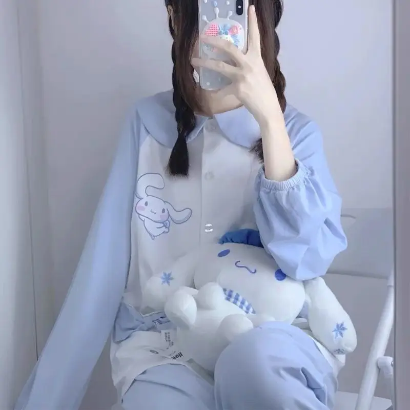 Kawaii Sanrio Cartoon Girl Cotton Long Sleeve Pajamas Sets Cinnamoroll Kuromi Cute Anime Student Thin Home Wear Christmas Gifts
Kawaii Sanrio Cartoon Girl Cotton Long Sleeve Pajamas Sets Cinnamoroll Kuromi Cute Anime Student Thin Home Wear Christmas Gifts
