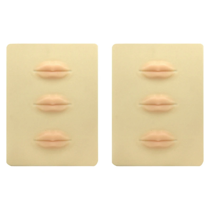 

2X Beginner 3D Silicone Permanent Makeup Tattoo Training Practice Fake Skin Blank For Microblading Lips