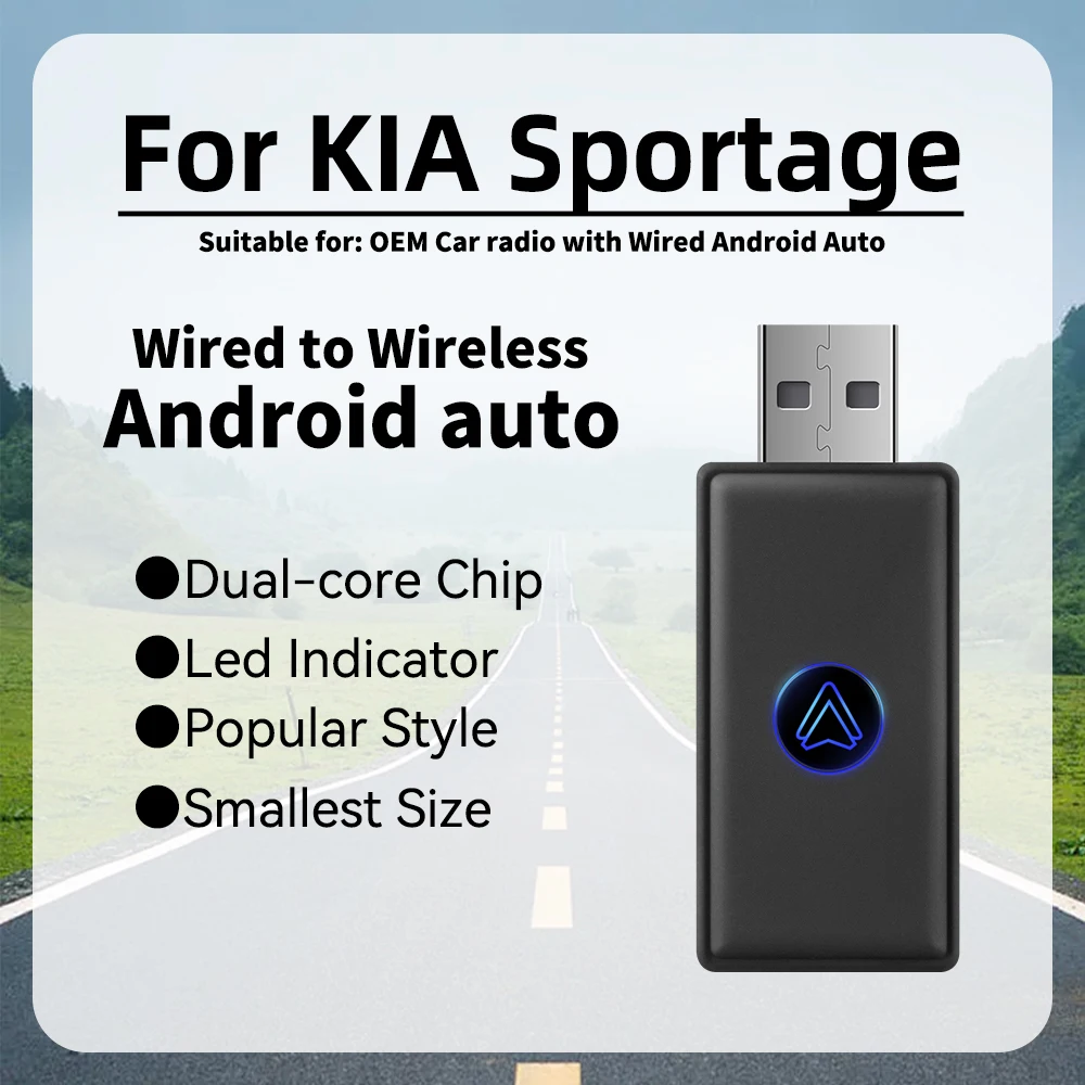 

Smart AI Box for KIA Sportage Car OEM Wired Android Auto to Wireless Newest Mini Android Auto Wireless Adapter USB Type-C Dongle