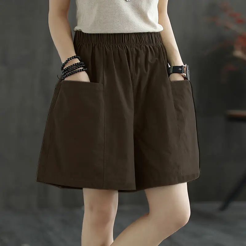 Women Shorts Solid Cotton Cozy Simple Casual Loose High Waist Shorts Running Sports Thin Wide-leg with Pocket Basic Shorts
Women Shorts Solid Cotton Cozy Simple Casual Loose High Waist Shorts Running Sports Thin Wide-leg with Pocket Basic Shorts