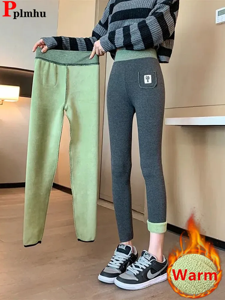 Winter Fleece Lined Slim Leggings Pants Warm Thick High Waist Leggins Trousers Lambwool Fluff Ankle-length Snow Wear Legginsy
Winter Fleece Lined Slim Leggings Pants Warm Thick High Waist Leggins Trousers Lambwool Fluff Ankle-length Snow Wear Legginsy