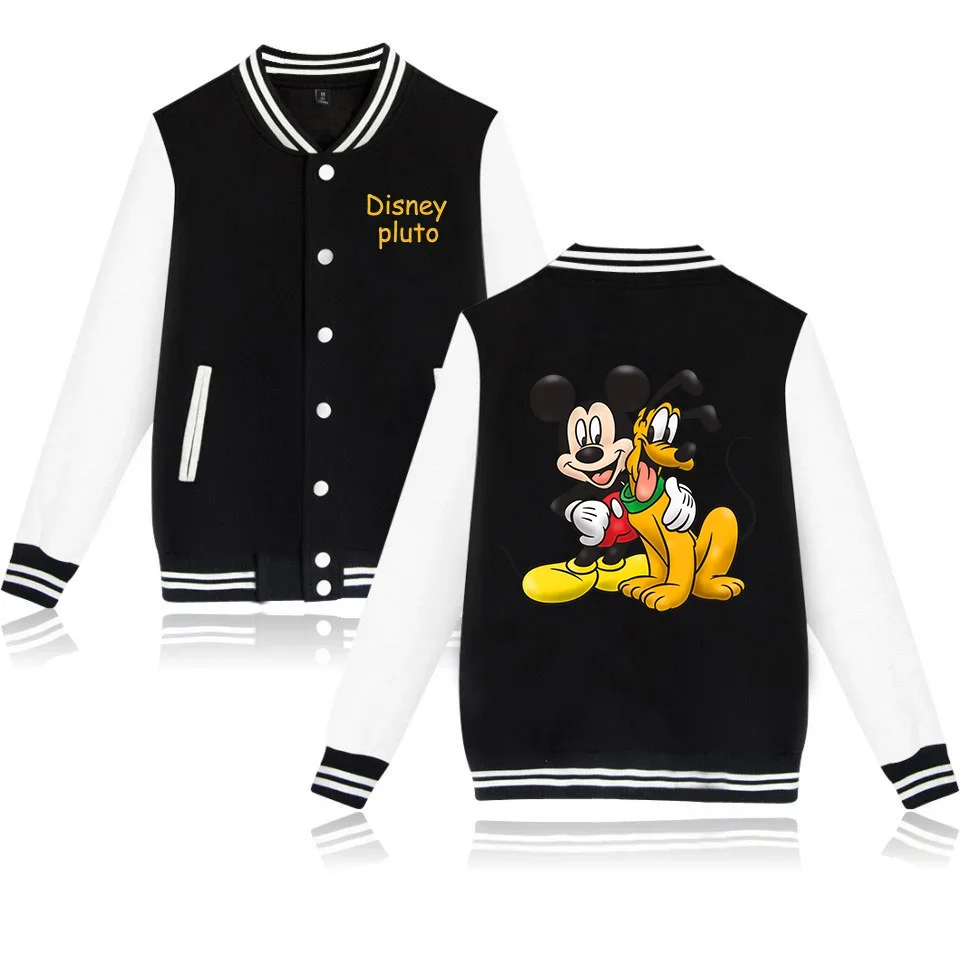 

Disney Cartoon Mikcey Pluto Dog Varsity Baseball Bomber Jacket Men Women Hip Hop Harajuku Jackets Kids Boys Girls Single Coats