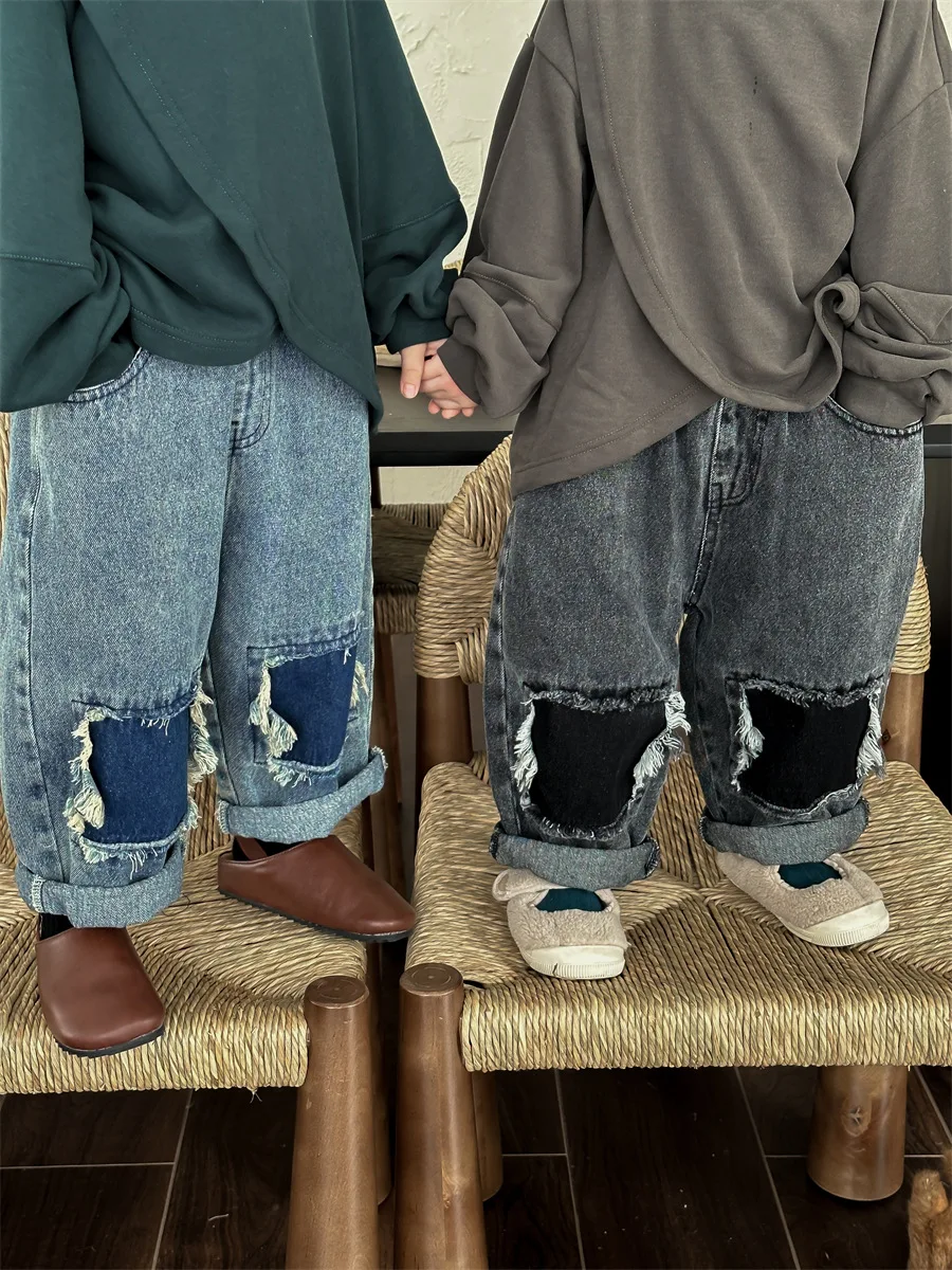 2023 Children's Autumn New Cotton Jeans Patch Pants Fashionable Raw Edge Beggar Pants Straight Tube Pants girls pant
2023 Children's Autumn New Cotton Jeans Patch Pants Fashionable Raw Edge Beggar Pants Straight Tube Pants girls pant