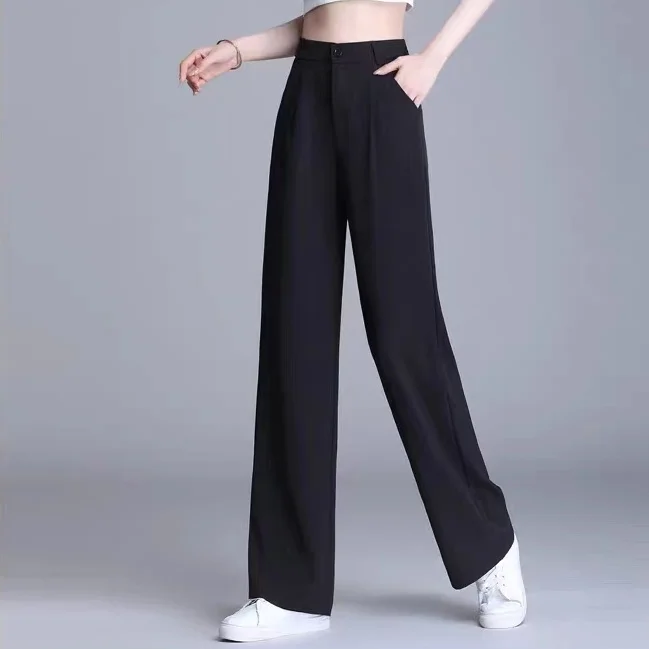 2023 Women Spring Summer New Thin Ice Silk Loose Pants Female High Waist Wide-leg Pants Ladies Loose Straight Suit Trousers G575
2023 Women Spring Summer New Thin Ice Silk Loose Pants Female High Waist Wide-leg Pants Ladies Loose Straight Suit Trousers G575