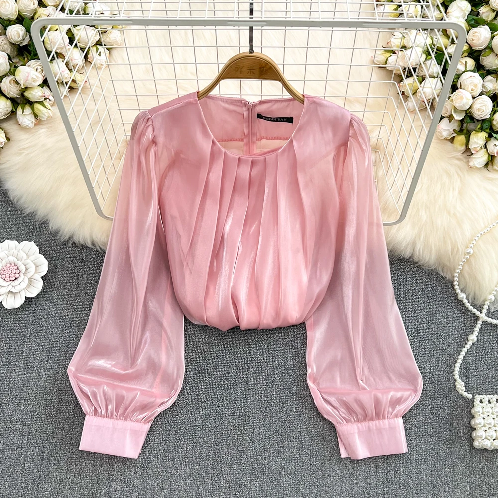 2022 Spring Korean Fashion Long-sleeved Round Neck Loose Puff Sleeves See-through Chiffon Shirt Western Chic Top
2022 Spring Korean Fashion Long-sleeved Round Neck Loose Puff Sleeves See-through Chiffon Shirt Western Chic Top