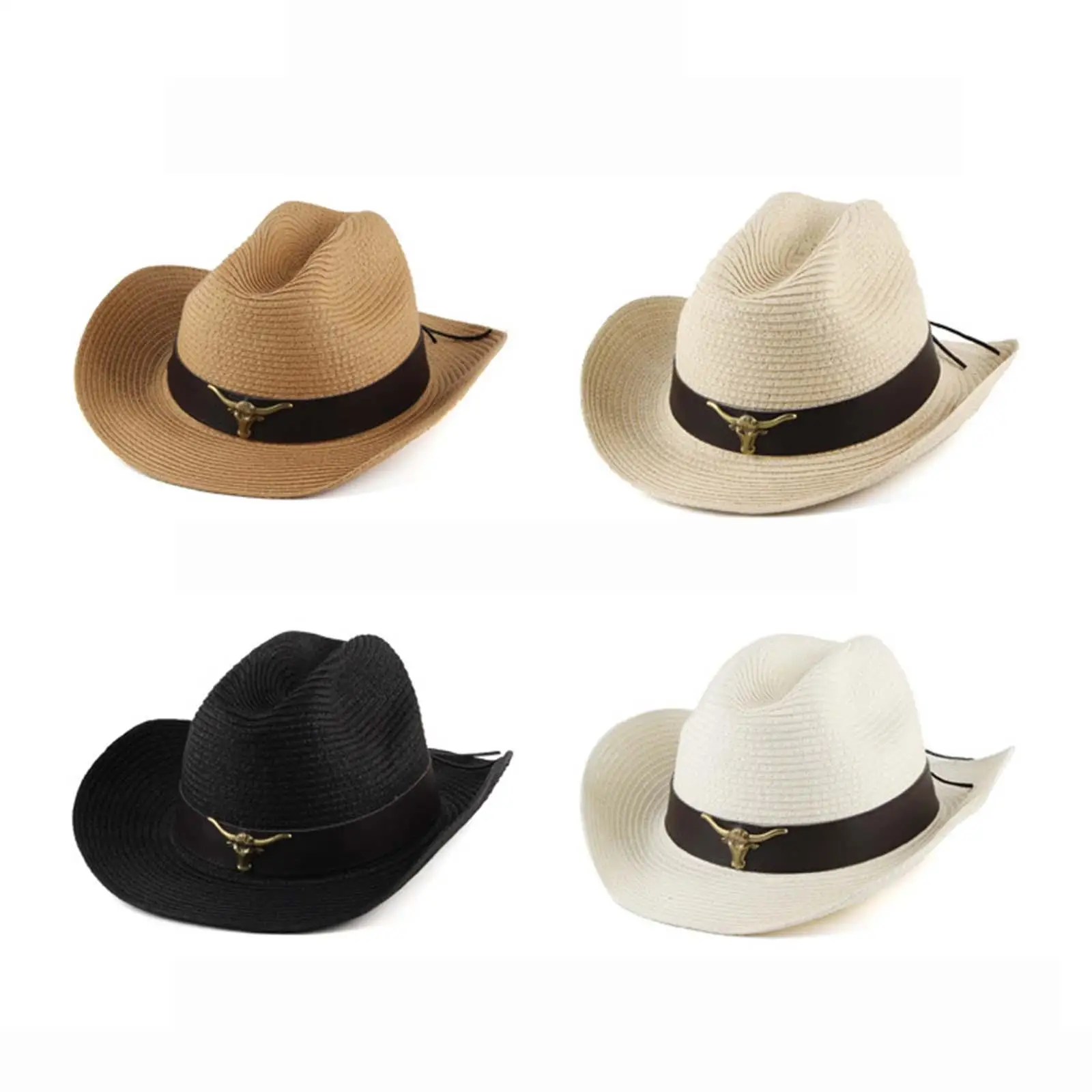 

Ковбойская шляпа в западном стиле, Солнцезащитная шляпа, шляпа Cowgirl, широкая Соломенная пляжная мужская шляпа для отдыха на открытом воздухе