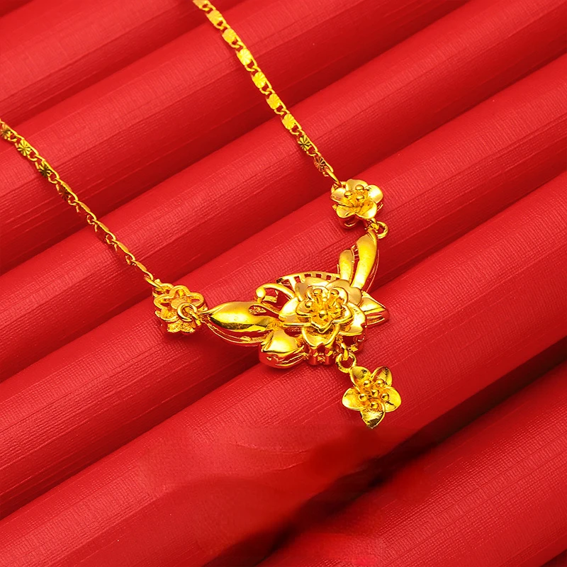 Trendy 100% 18K Yellow Gold Color Flower Pendants Necklace Chain Lovely for Women Party Fine Jewelry Christmas Birthday Gifts
Trendy 100% 18K Yellow Gold Color Flower Pendants Necklace Chain Lovely for Women Party Fine Jewelry Christmas Birthday Gifts