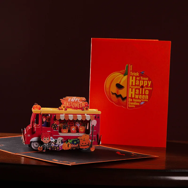 

3D выдвижные открытки на хеллоуин для детей, подарок, забавный День святых, тыква, поздравительная открытка, открытка, приглашения, Подарочная открытка для детской вечеринки