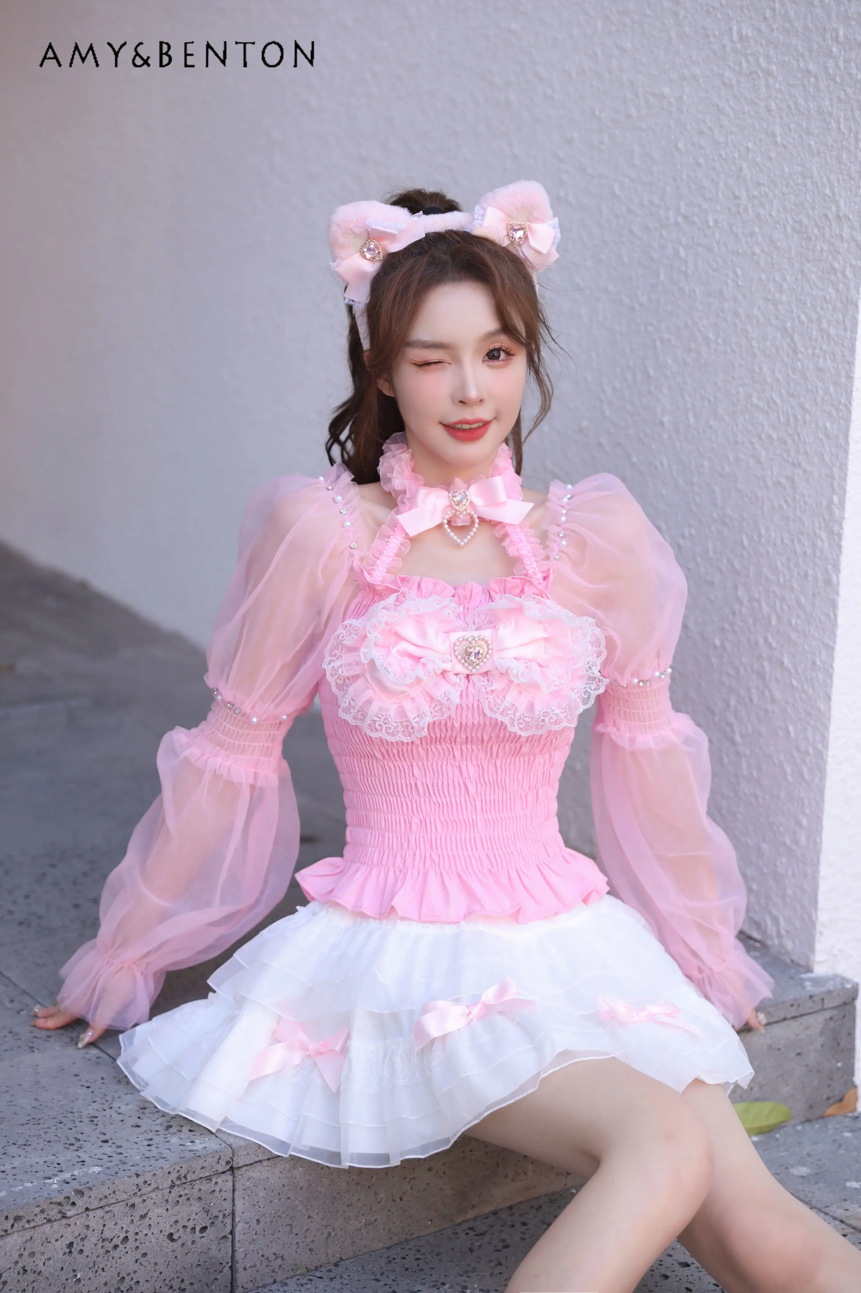 Sweet Princess Bow Lace Love Diamond Flare Sleeve Blouse Women Summer New Cute Slim Fit Halter Mesh Short Corset Top Kawaii Tops
Sweet Princess Bow Lace Love Diamond Flare Sleeve Blouse Women Summer New Cute Slim Fit Halter Mesh Short Corset Top Kawaii Tops