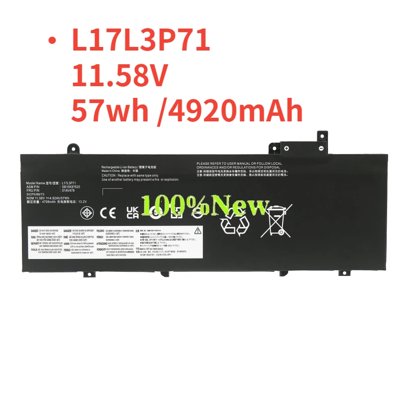 Аккумулятор L17L3P71 для ноутбука Lenovo ThinkPad T480S Series 01AV478 SB10K97620 01AV479 01AV480 L17M3P71 L17S3P71
Аккумулятор L17L3P71 для ноутбука Lenovo ThinkPad T480S Series 01AV478 SB10K97620 01AV479 01AV480 L17M3P71 L17S3P71