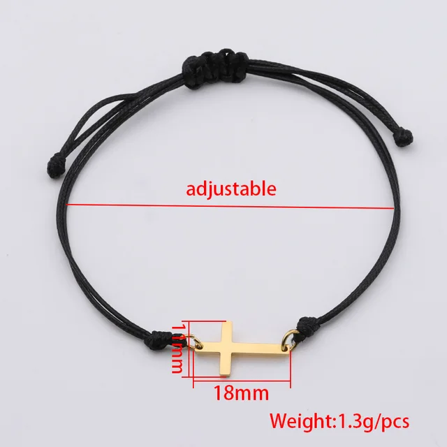 Bracelet à breloques croix en acier inoxydable fait à la main pour hommes et femmes, bracelets tressés, chaîne porte-bonheur réglable, cadeau de bijoux, 10 pièces 2