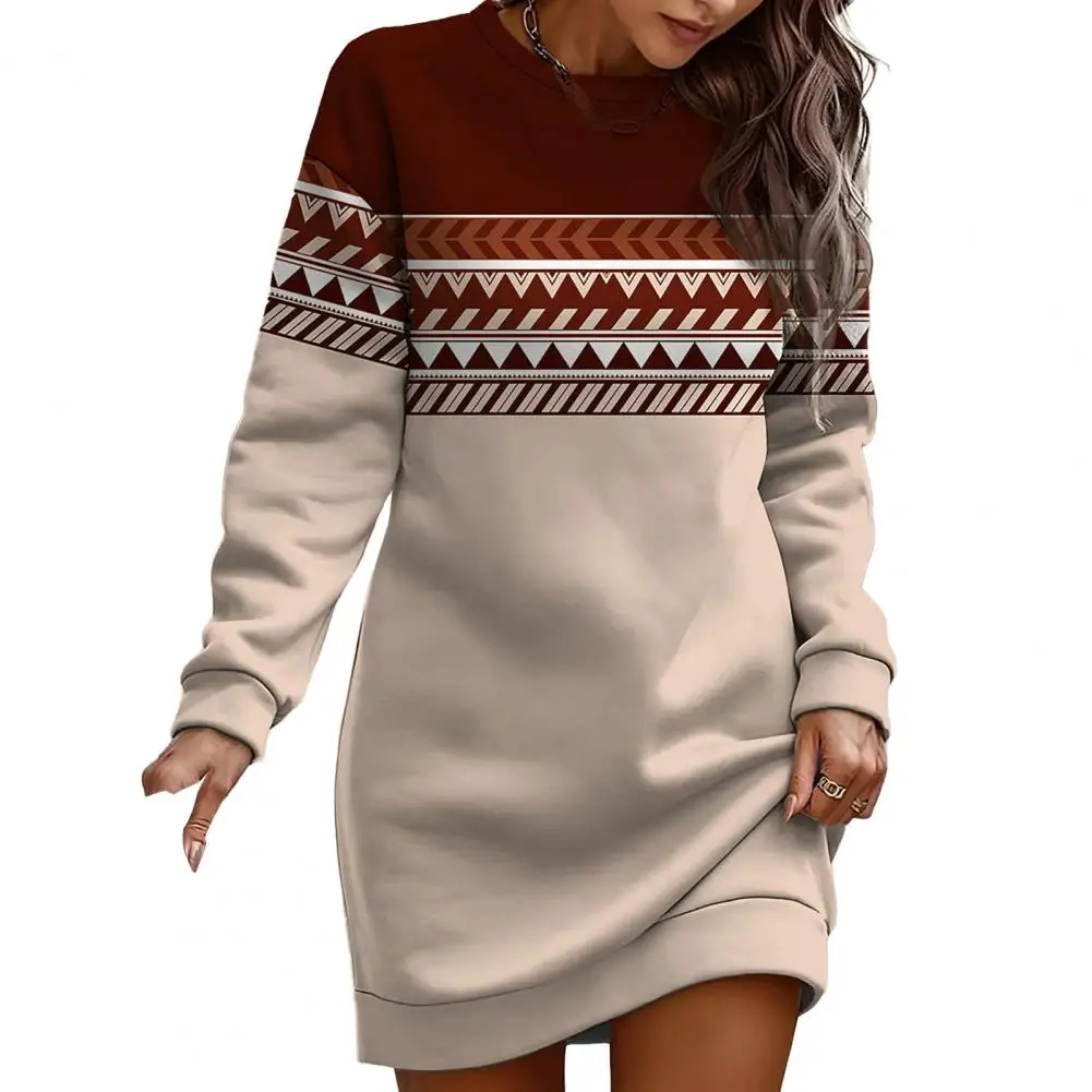 Casual Mini Dress Geometric Print Retro Color Matching Dress for Women Warm Winter Pullover Long Sleeve Round Neck Stylish Dress
Casual Mini Dress Geometric Print Retro Color Matching Dress for Women Warm Winter Pullover Long Sleeve Round Neck Stylish Dress