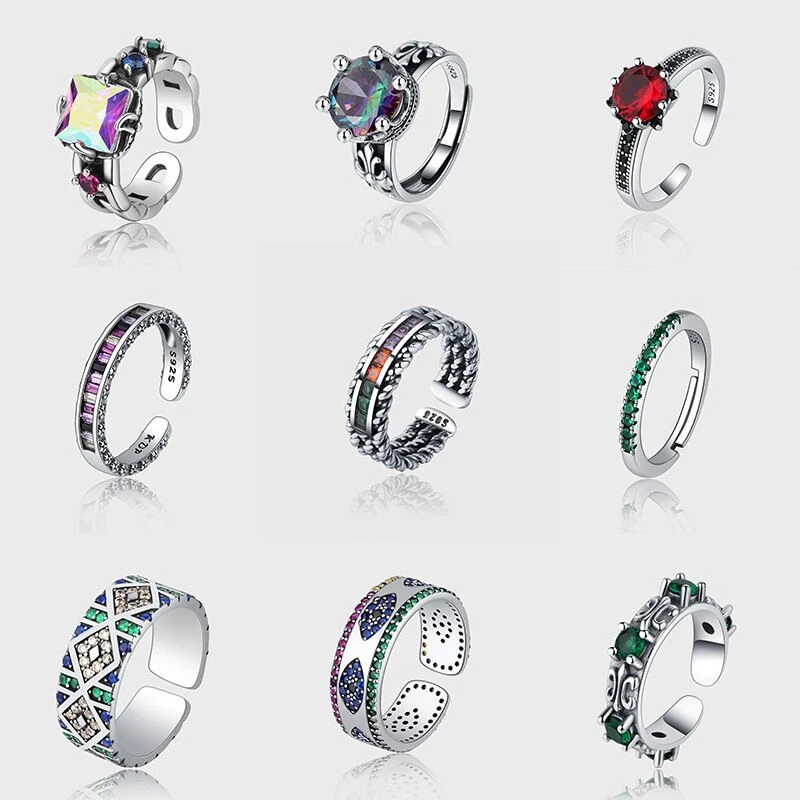 European and American popular RING 925 Sterling Silver full set color diamond ring female retro opening couple party ring
European and American popular RING 925 Sterling Silver full set color diamond ring female retro opening couple party ring