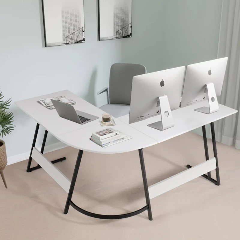 

Home Office Writing Desk Modern L-Shape Computer Desk,Metal, 51.18 x 19.68 x 29.13 Inches