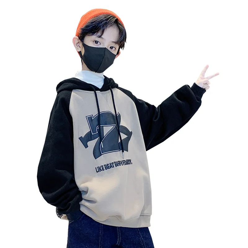 Boys Autumn Winter Velvet Thickened Hooded Sweatshirt Teenager Clothing Streetwear New Fashion Pullover Letter Print Tops 4-14 Y
Boys Autumn Winter Velvet Thickened Hooded Sweatshirt Teenager Clothing Streetwear New Fashion Pullover Letter Print Tops 4-14 Y