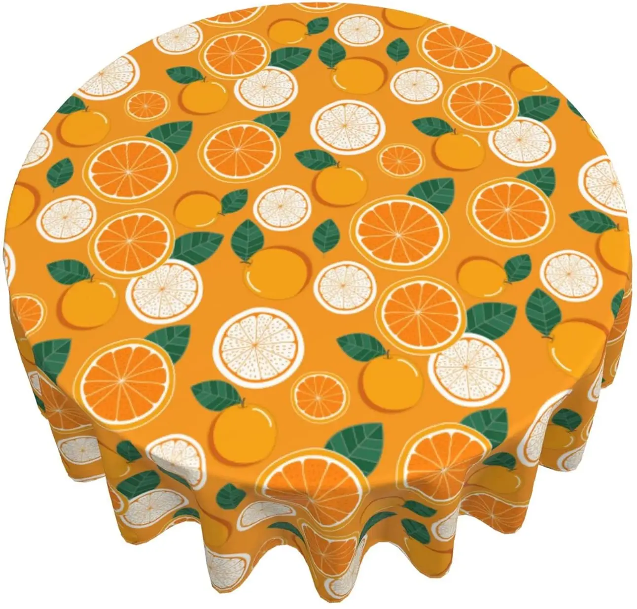 

Orange Fruit Citrus Summer Round Tablecloth 60 Inch Washable Table Cloth Cover Indoor Outdoor for Dining