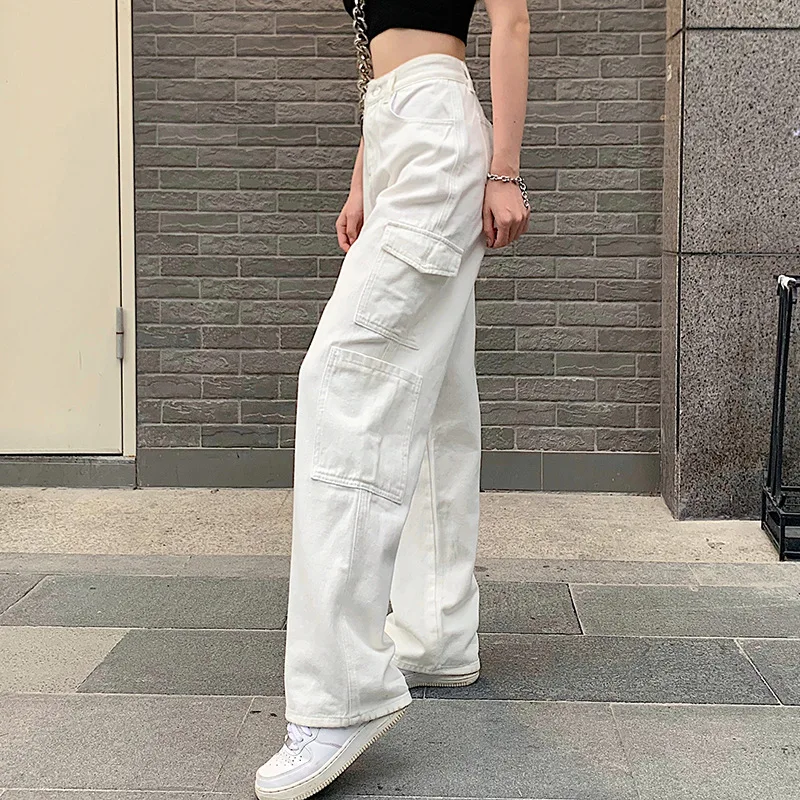 2023 Vintage Women Fashion White Blue High Waist Casual Jeans Loose Omighty Wide Leg Pocket Cargo Pants Solid Overalls Trouser
2023 Vintage Women Fashion White Blue High Waist Casual Jeans Loose Omighty Wide Leg Pocket Cargo Pants Solid Overalls Trouser