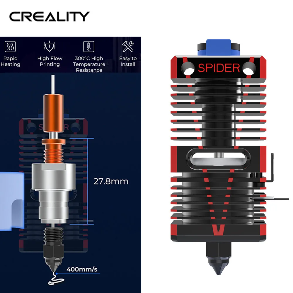 

Spider Speedy Ceramic Hotend KIT Creality 3D Printer Part Rapid Heating High Flow To 300℃ High Tem For Ender-3 -5 CR-10 Series