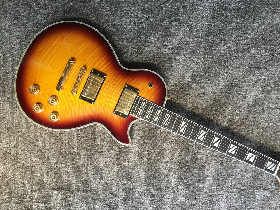 

New lp sunburst color custom guitar Gold Metal electric guitar Gold pickup Ebony fingerboard fret binding guitar