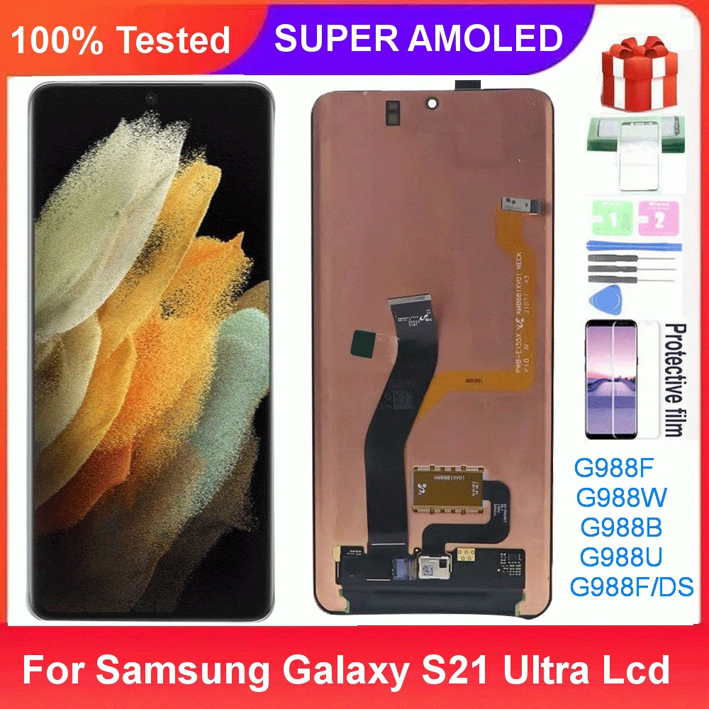 

Super AMOLED For Samsung Galaxy S21 Ultra 5G G998U G998F LCD Display Touch Screen Digitizer With defects Screen 100% Testing