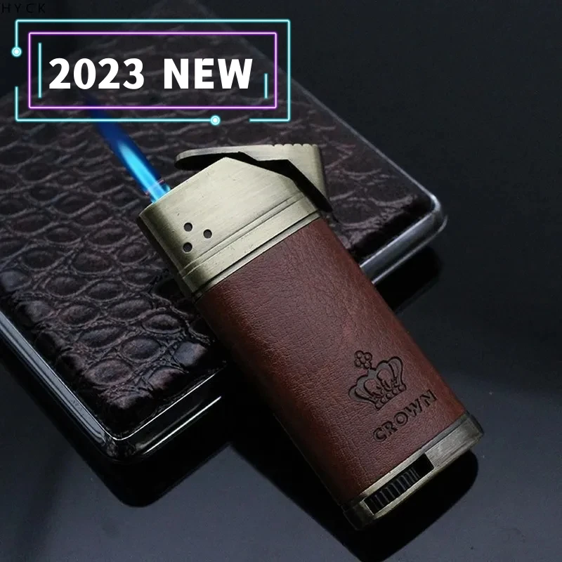 2023 Metal Leather Turbine Windproof Blue Flame Gas Lighter Outdoor Kitchen Torch Cigar Large Fire Windproof Lighter Men's Gift
2023 Metal Leather Turbine Windproof Blue Flame Gas Lighter Outdoor Kitchen Torch Cigar Large Fire Windproof Lighter Men's Gift