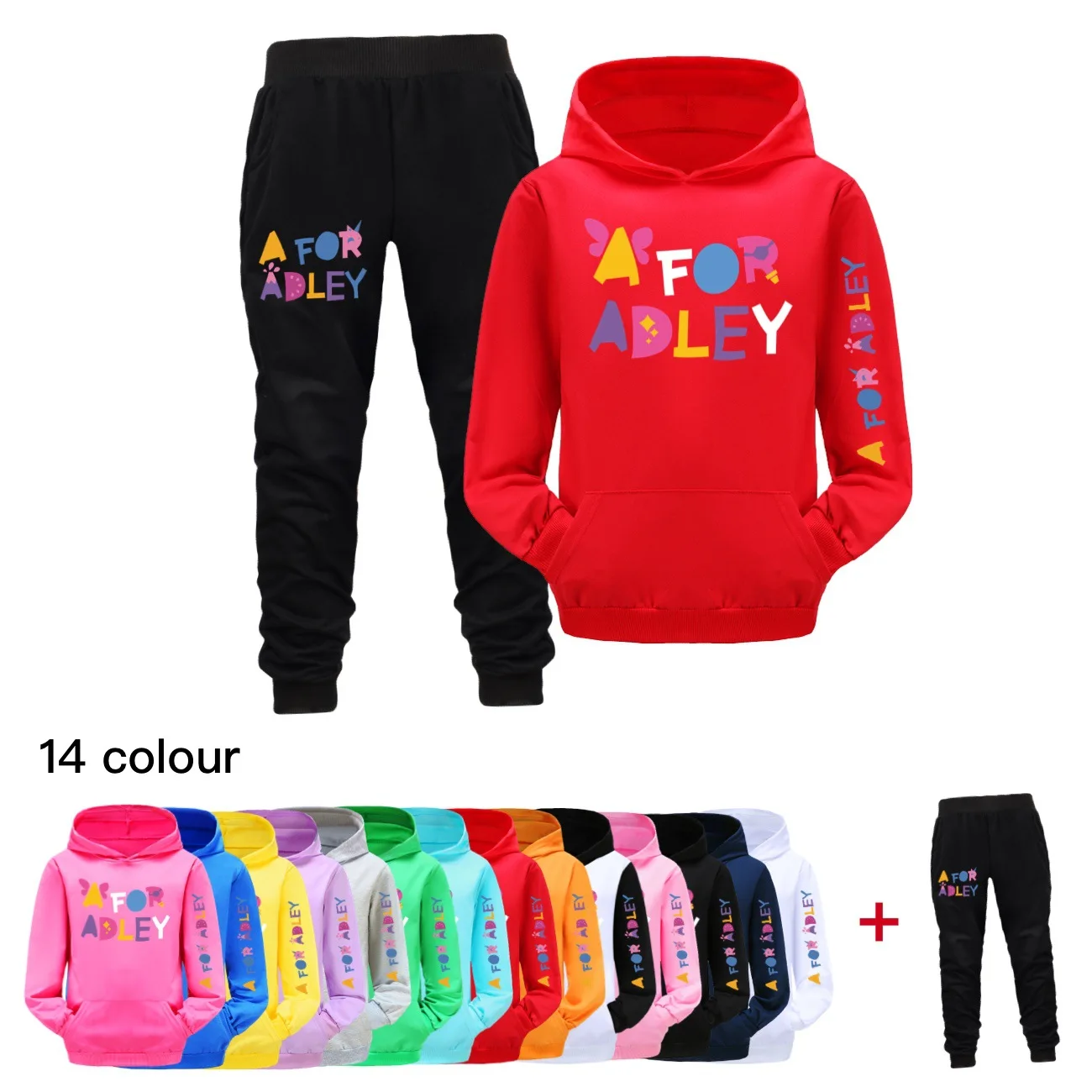 

A for Adley Cosplay Costume Baby Girls Hooded Sweatshirts Jogging Pants 2pcs Suits Teenager Boys Cartoon Clothes Children's Sets