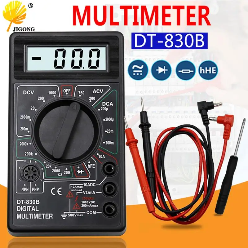 DT-830B цифровой мультиметр с ЖК-дисплеем AC DC 750 1000V Вольтметр Амперметр Омметр тестер Измеритель цифровой мультиметр
DT-830B цифровой мультиметр с ЖК-дисплеем AC DC 750 1000V Вольтметр Амперметр Омметр тестер Измеритель цифровой мультиметр
