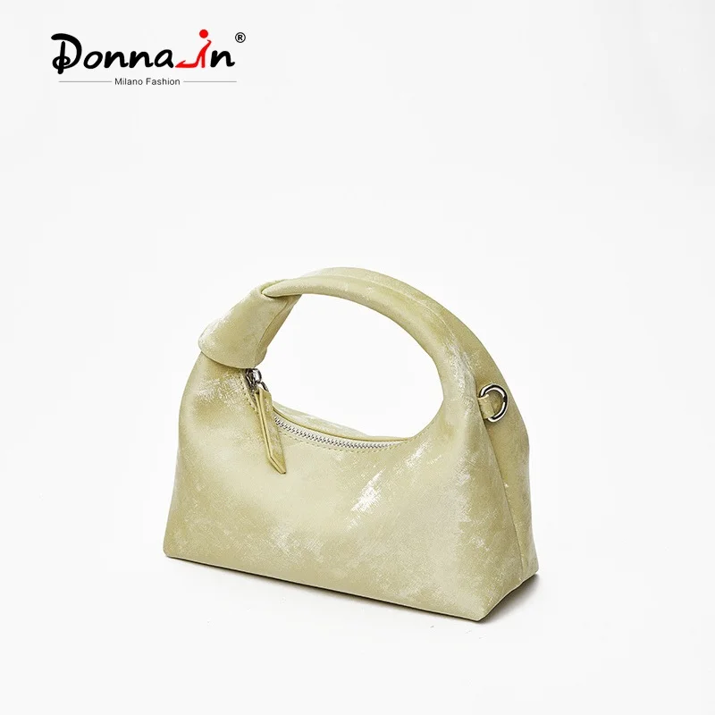 

Donna-in Genuine Leather Knot Handbag Silk and Cowhide Retro Fashion Dumpling Shoulder Crossbody Bags for Women New Style Trendy