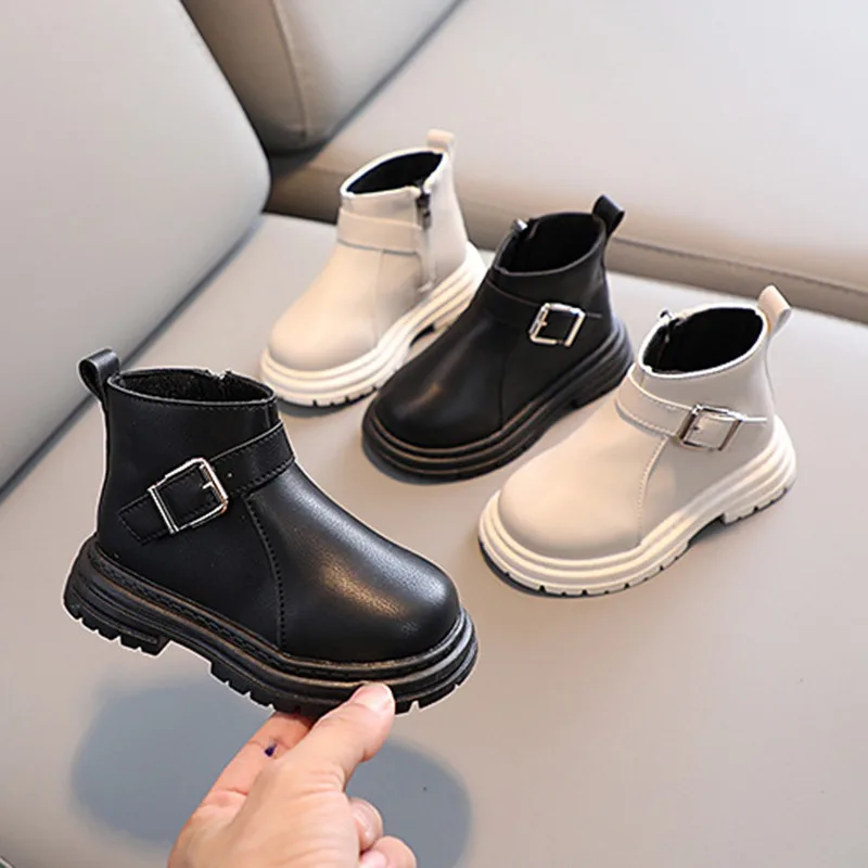 

Осенне-зимние детские ботинки для девочек с мягкой резиновой подошвой, ботильоны для новорожденных мальчиков и девочек, кожаная повседневная теплая зимняя обувь на молнии, 2024