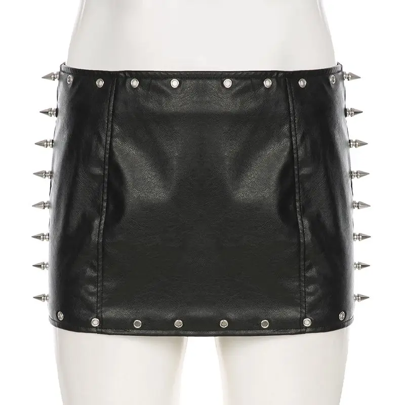 Punk Rock Leather Mini Skirt Women Y2K Studded Low Waist Bodycon Pencil Skirt Edgy Biker Chic Vintage American Retro Hot Sale 58 S01f81dc8a6d7435b9d7cc8a940405fcdh
