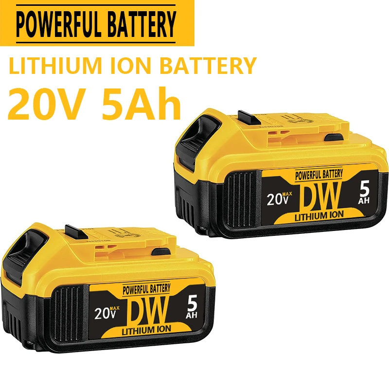

18V 20V 5000mAh Rechargeable Power Tool Battery, 18650 Lithium Battery Original for DeWalt DCB205 DCB204-2 20V DCB206