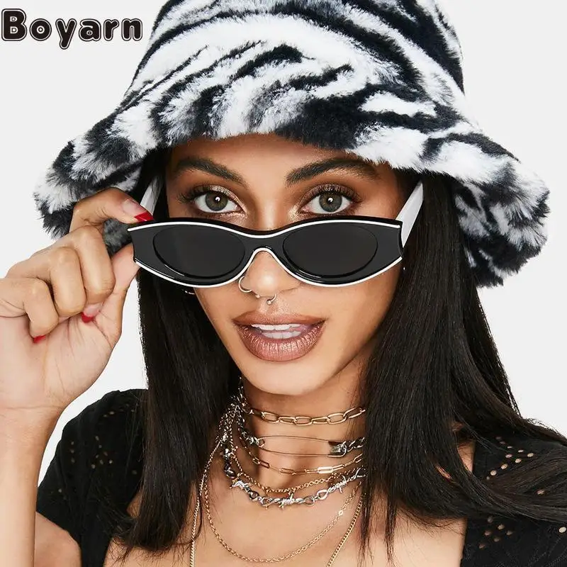

Boyarn New Personalized Cat Eye Sunglasses Men's And Women's Fashion Street Photography Sunglasses Cross Border Concave Shape Gl