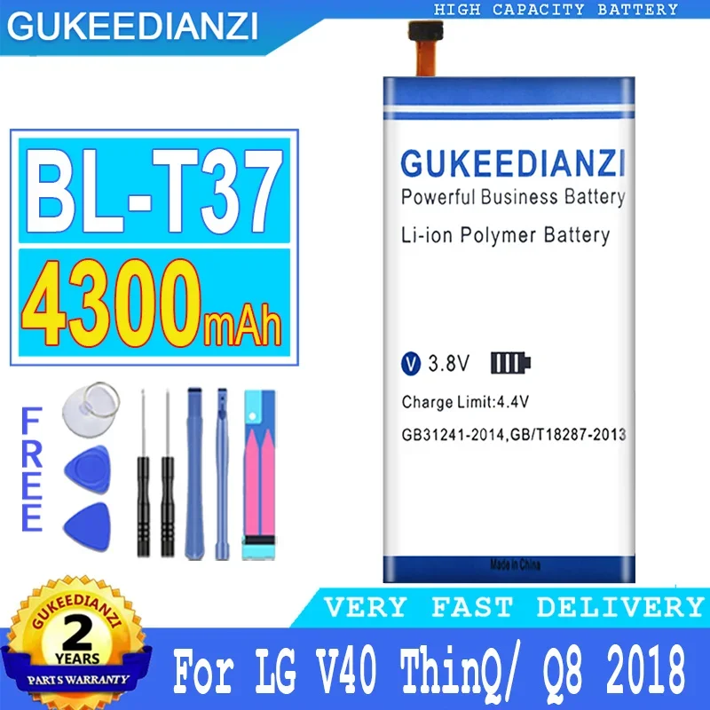 

Аккумулятор GUKEEDIANZI BL T37 4300 мАч для LG V40 ThinQ Q710 Q8 2018 версия Q815L аккумулятор для телефона большой мощности, Бесплатные инструменты