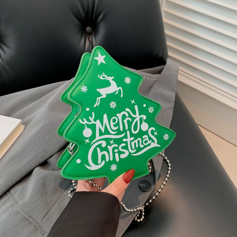 

Christmas Cartoon Reindeer Women's Bag High Quality PU Material Christmas Tree Bag Fashionable and Versatile Crossbody Bag