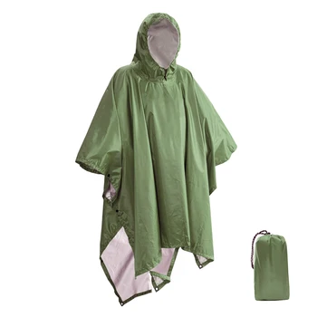 휴대용 다기능 3 in 1 비옷, 하이킹 캠핑 비옷, 판초 매트, 튼튼한 차양, 야외 활동 비옷 용품