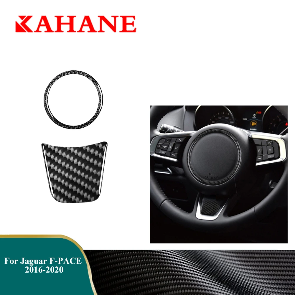 

Car Carbon Fiber Sticker Steering Wheel Decoration Cover Trim For Jaguar F-PACE X761 XE X760 XF X260 XJ 2016 2017 2018 2019 2020