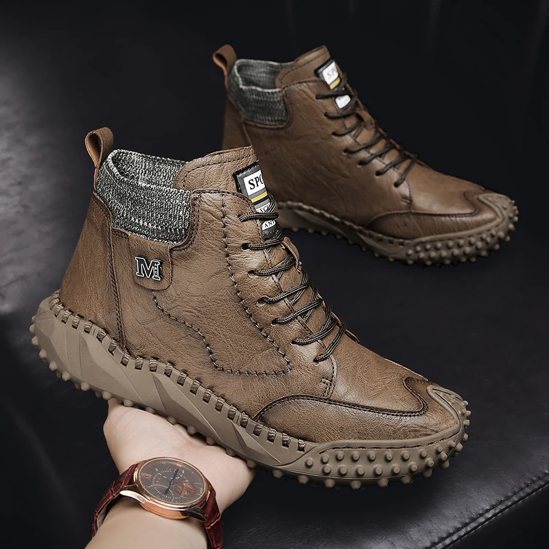 Winter Cold Resistant Plush Men's Ankle Boots Manual Massage Soles Men's Cotton Shoes Outdoor Casual Shoes Trend High Top Shoes
Winter Cold Resistant Plush Men's Ankle Boots Manual Massage Soles Men's Cotton Shoes Outdoor Casual Shoes Trend High Top Shoes