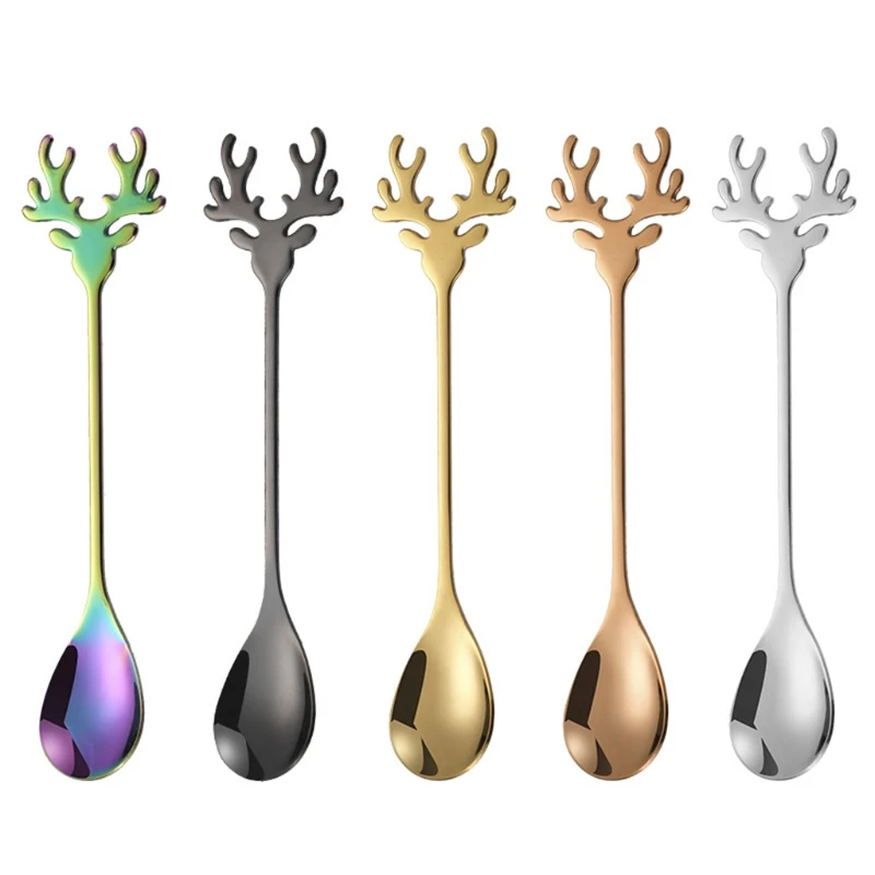 5Pcs Stainless Steel Antlers Mini Teaspoons for Coffee Sugar Dessert Cake Ice Cream Soup Multifunction Gift
5Pcs Stainless Steel Antlers Mini Teaspoons for Coffee Sugar Dessert Cake Ice Cream Soup Multifunction Gift