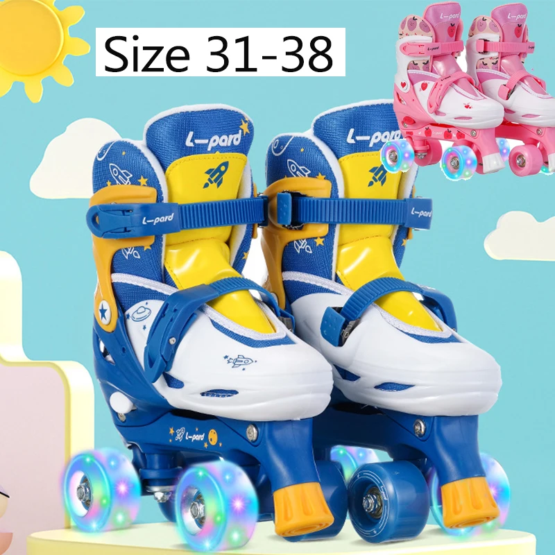 

Adjust Child Inline Roller Skate Shoes Set Outdoor Skating 4 Wheel Sport Beginner 2 in 1 Skates Sneakers Boy Girl Flash Shoes