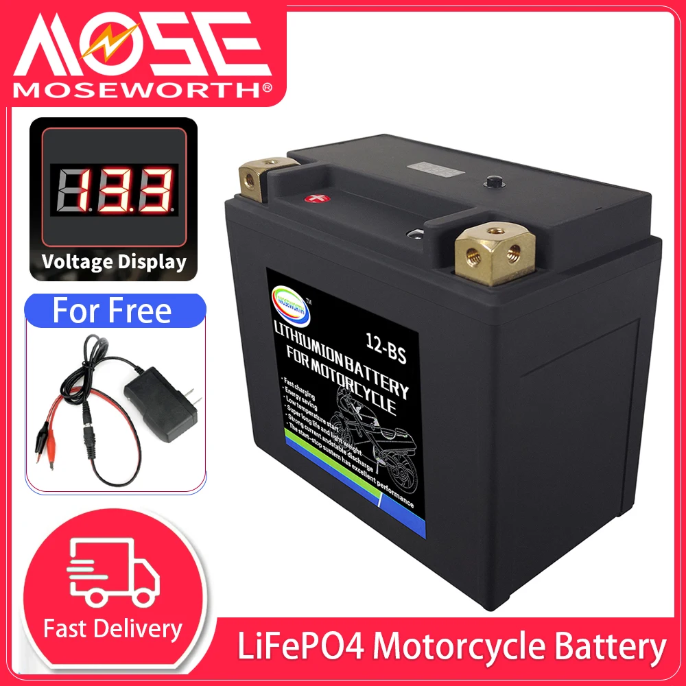 

12-BS 12V 8Ah Motorcycle Battery Built in BMS Lithium Iron Phosphate LiFePO4 Deep Cycle Rechargeable Backup Power ATV RV Camper