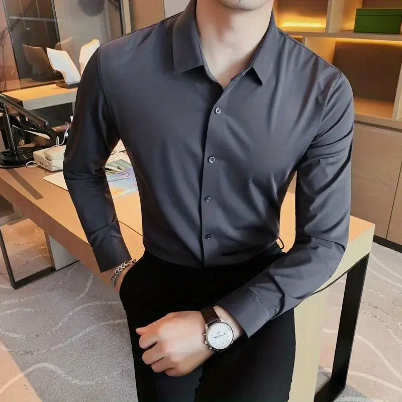 

Man Shirt Business Long Sleeve Blue Shirts for Men Xxl Elegant Asia Normal Button Up Slim Fit High Quality Luxury Trendyol Sale