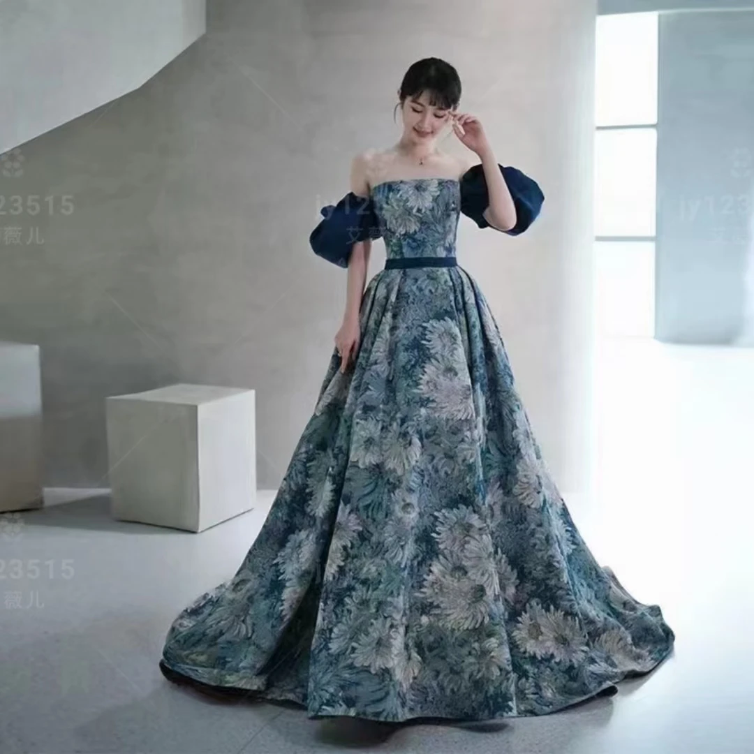 Real Photos Floral Print A Line Evening Dresses Bridesmaid Formal Prom Pageant Wedding Party Robe Re Soirée Femme Lace Up Back
Real Photos Floral Print A Line Evening Dresses Bridesmaid Formal Prom Pageant Wedding Party Robe Re Soirée Femme Lace Up Back